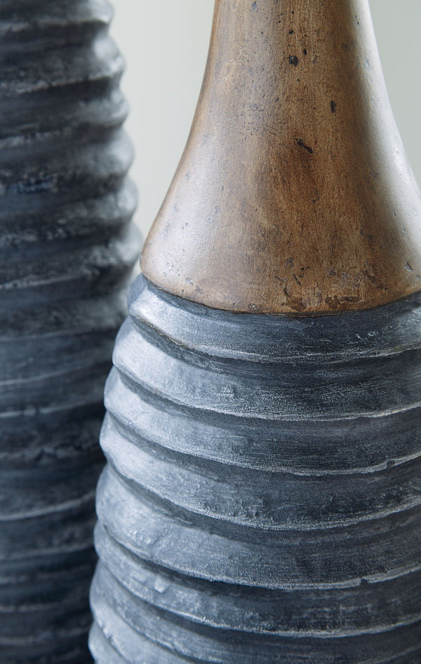 Blayze - Vase Set (Set of 2) - Antique Gray / Brown, photo 2 of 4