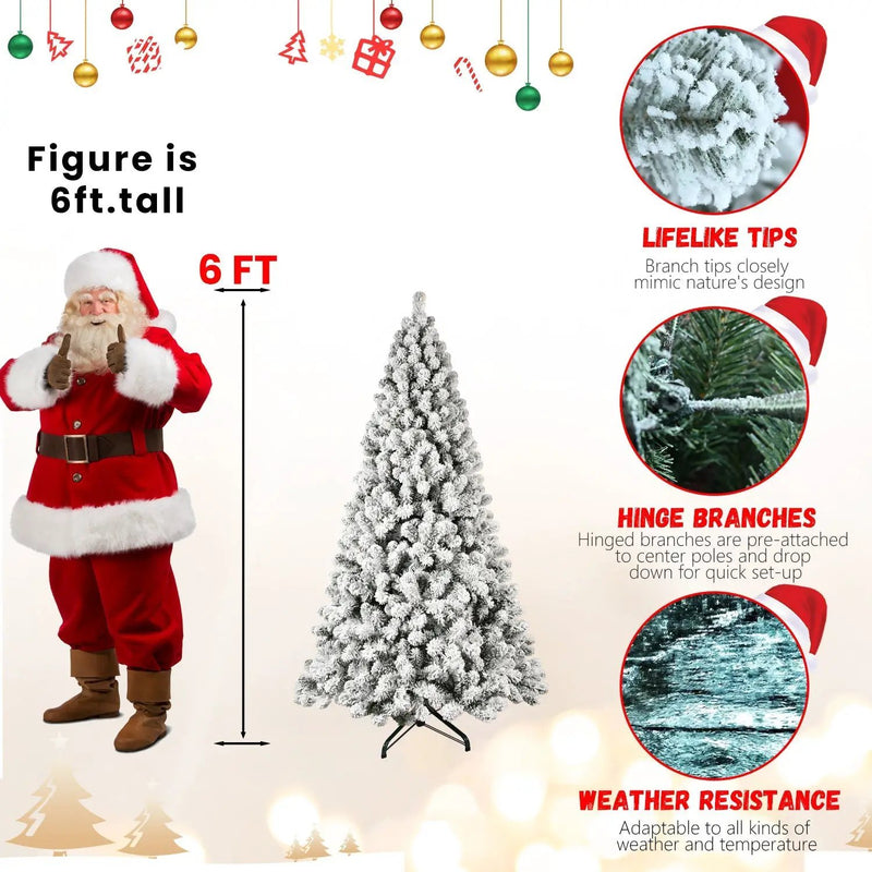9-Foot Pre-Lit Snow-Flocked Christmas Tree by HouseOfZazla