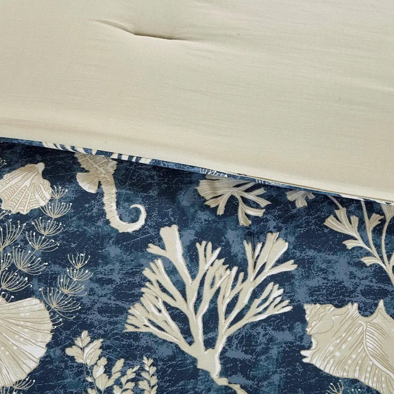 7 Piece Cotton Sateen Comforter Set Blue Cal King by HouseOfZazla