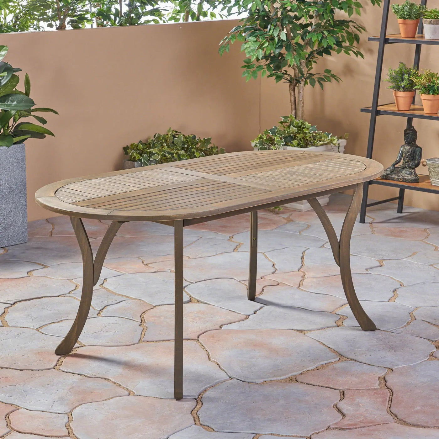 Outdoor Table With Smooth Lines, Slat Top by HouseOfZazla
