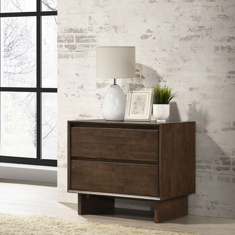 Hemlock - 2 Drawer Nightstand Bedside Table - Brown by HouseOfZazla