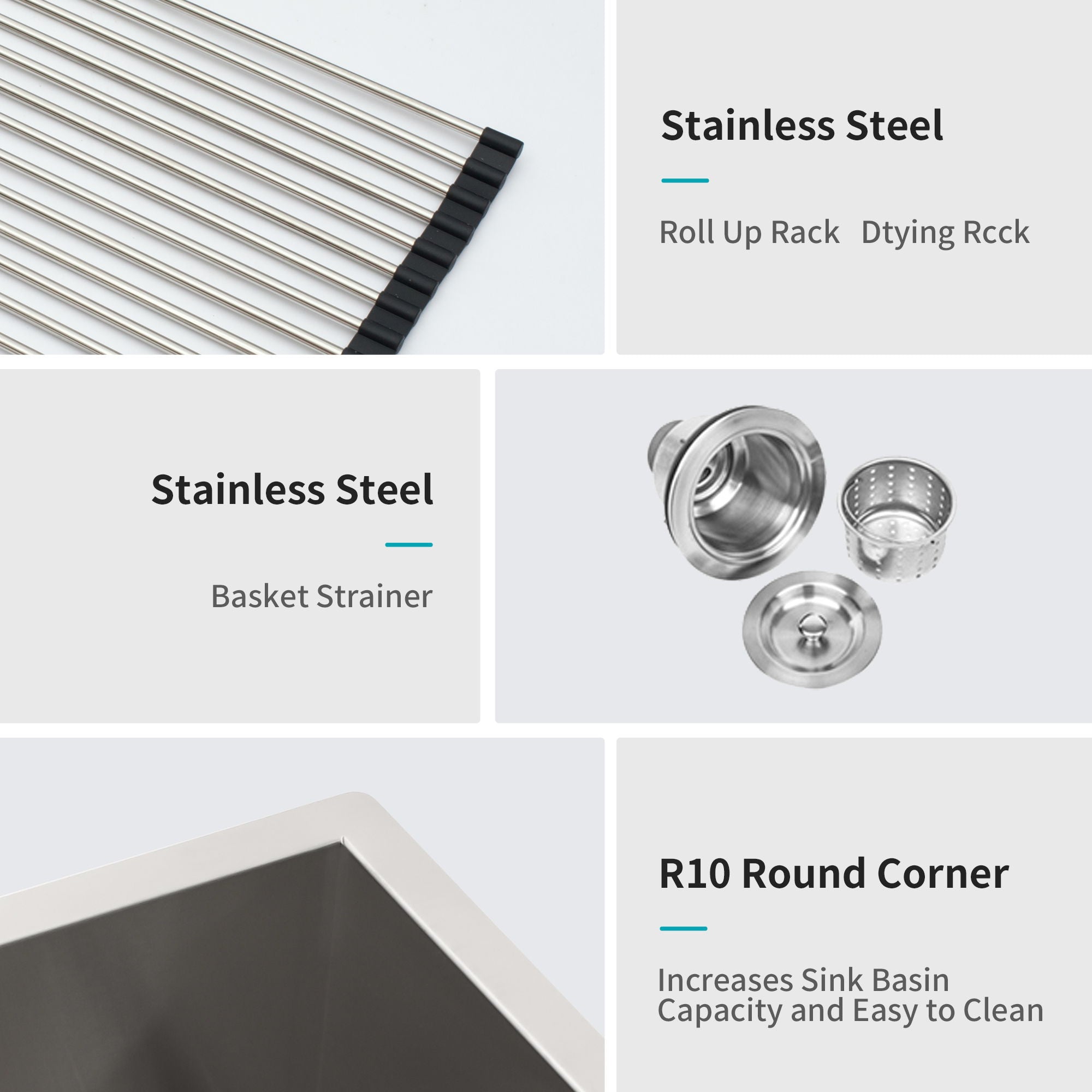 Modern Double Bowl Undermount Kitchen Sink 50 / 50 Design Stainless Steel by HouseOfZazla