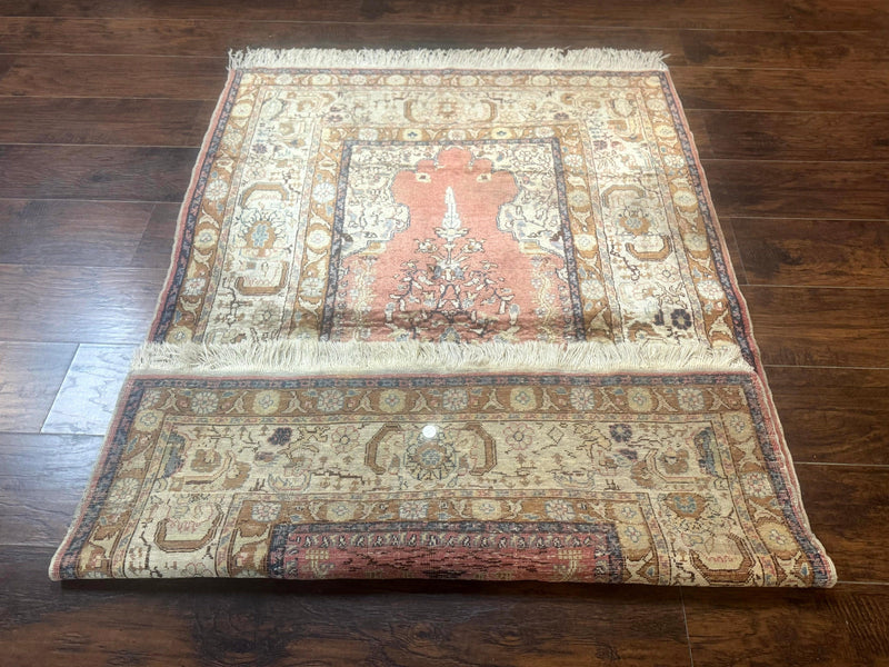 Silk Turkish Kayseri Rug 4x6, Haji Jalili Design, Vintage Rug by Jewel Rugs