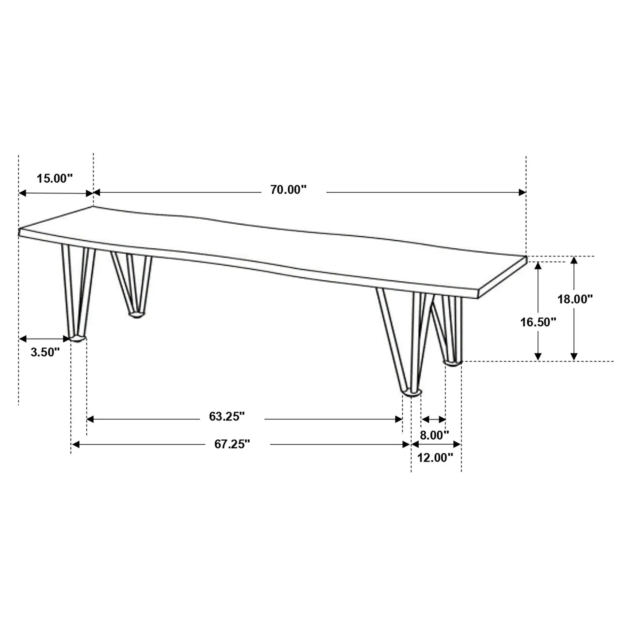 Neve Live Edge Wood Dining Bench Hairpin Legs Grey Sheesham by Unique Piece Furniture