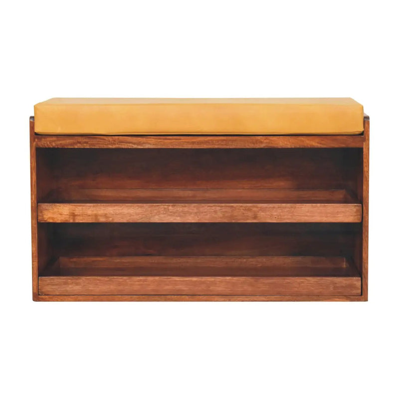 Solid Wood Buffalo Hide Pull Out Bench by HouseOfZazla