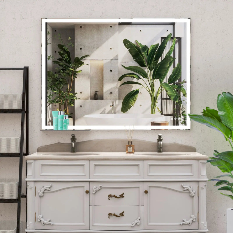 LED Bathroom Vanity Mirror Wall Mounted Adjustable / Warm / Natural Lights Anti-Fog Touch Switch With Memory Modern Smart Large Bathroom Mirrors by HouseOfZazla
