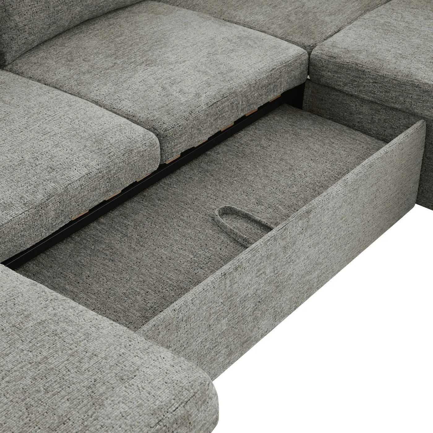 U-Shaped Sectional Sleeper Sofa With Ample Storage Space, 2 Cup Holders And Charging Ports For Living Room by HouseOfZazla