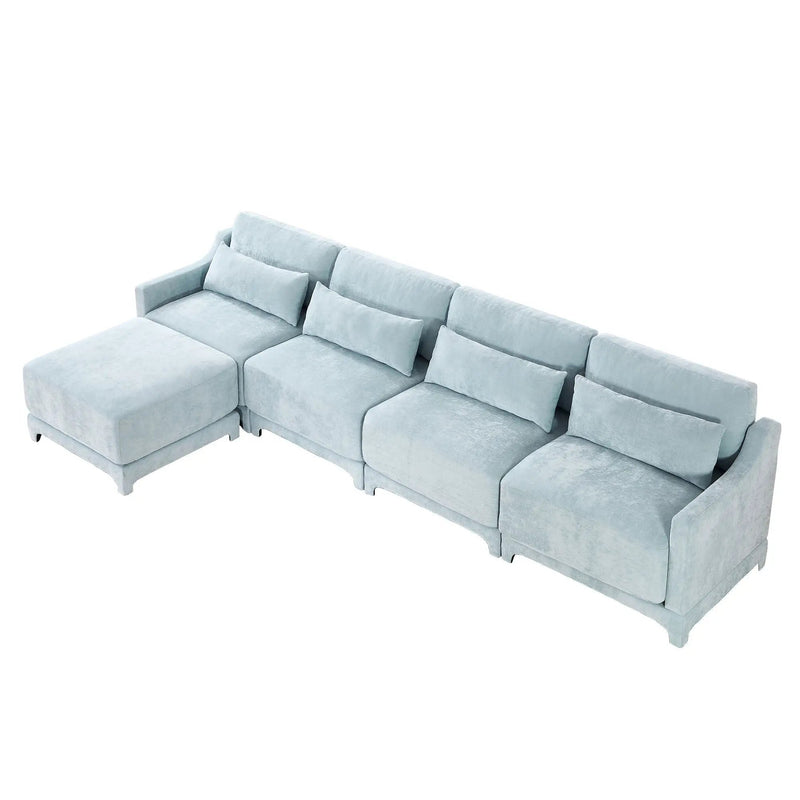Stylish Sofa With Ottoman And Lumbar Pillows, Ergonomic Design by HouseOfZazla