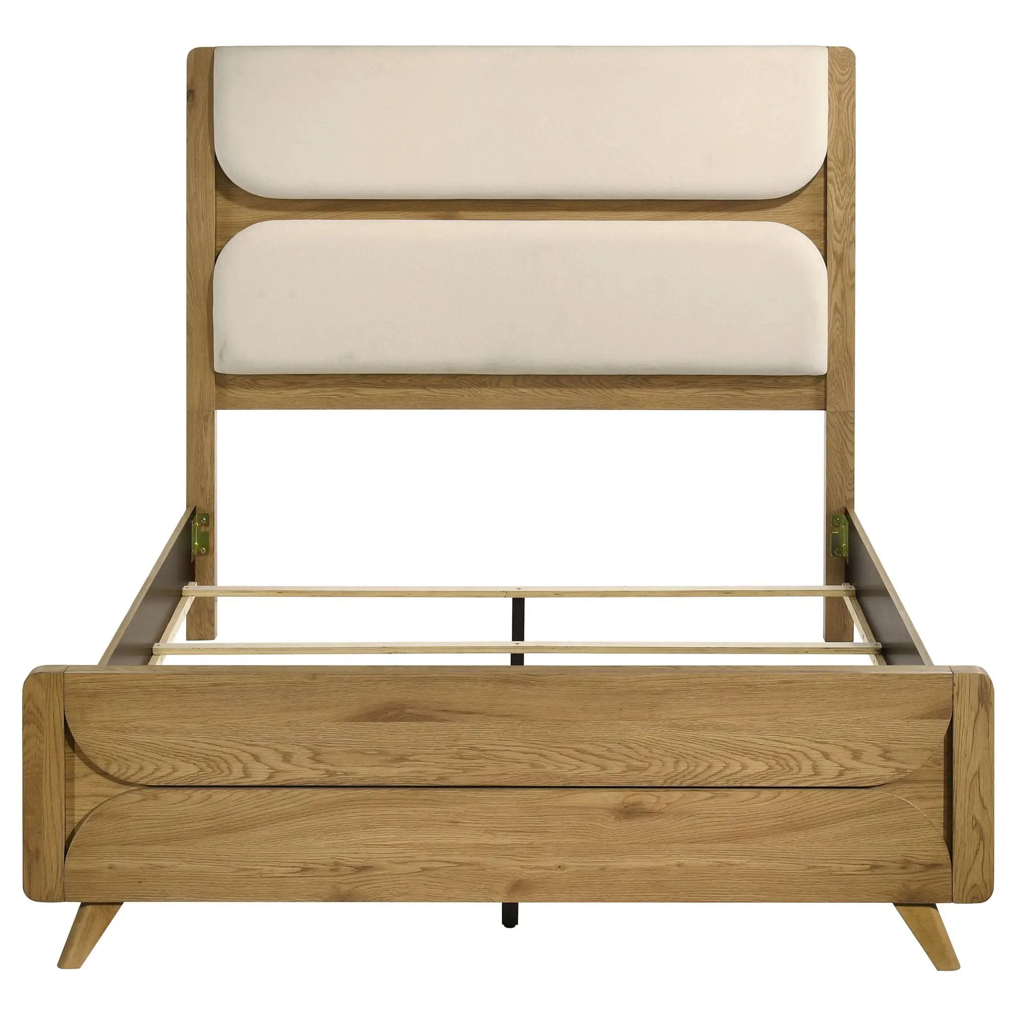 Bennett 62-inch Queen Upholstered Panel Bed Cream and Light Oak by Unique Piece Furniture