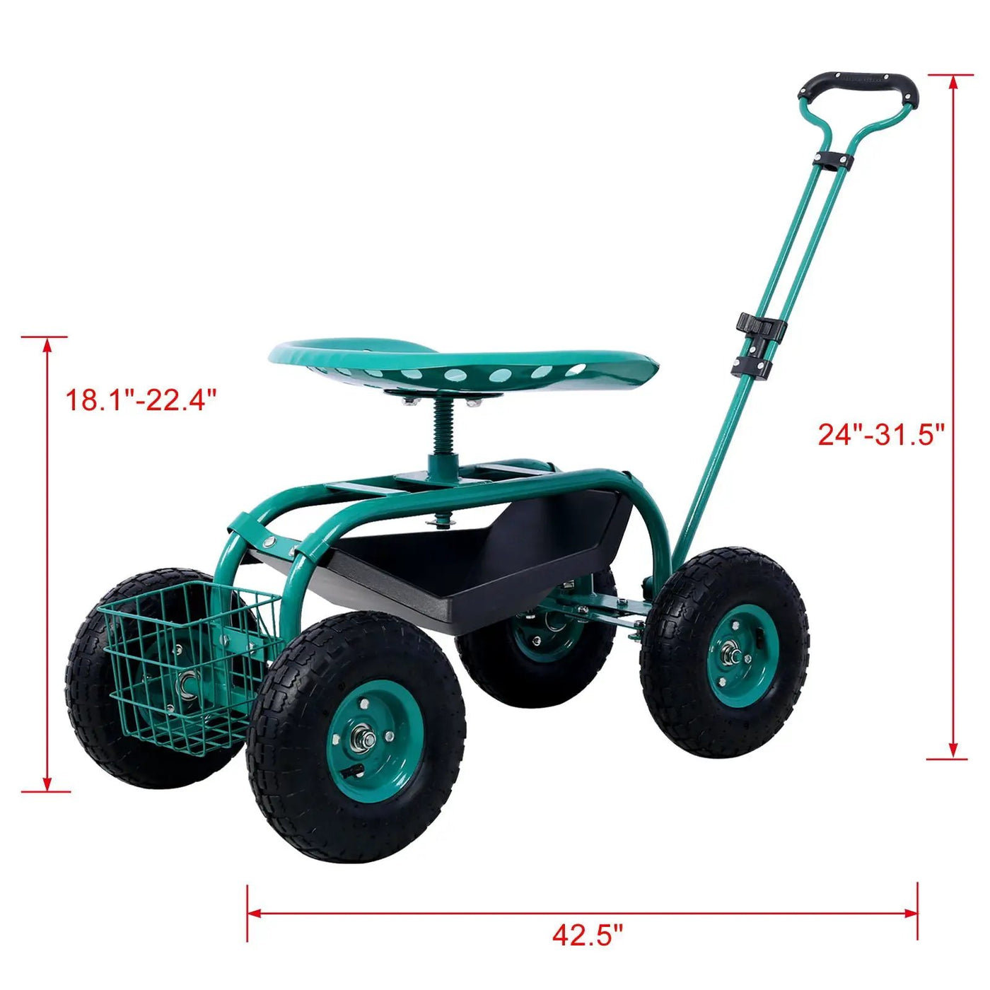 Rolling Garden Scooter Cart With 360° Swivel Seat And Tool Tray by HouseOfZazla