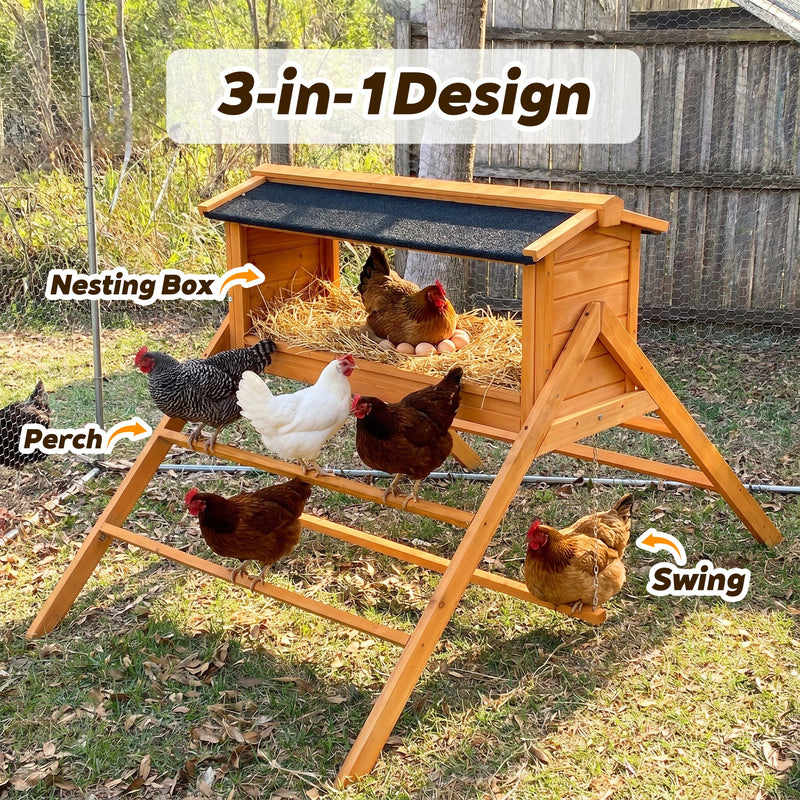 Chicken Nesting Box with Asphalt Roofing and Chicken Perch by HouseOfZazla
