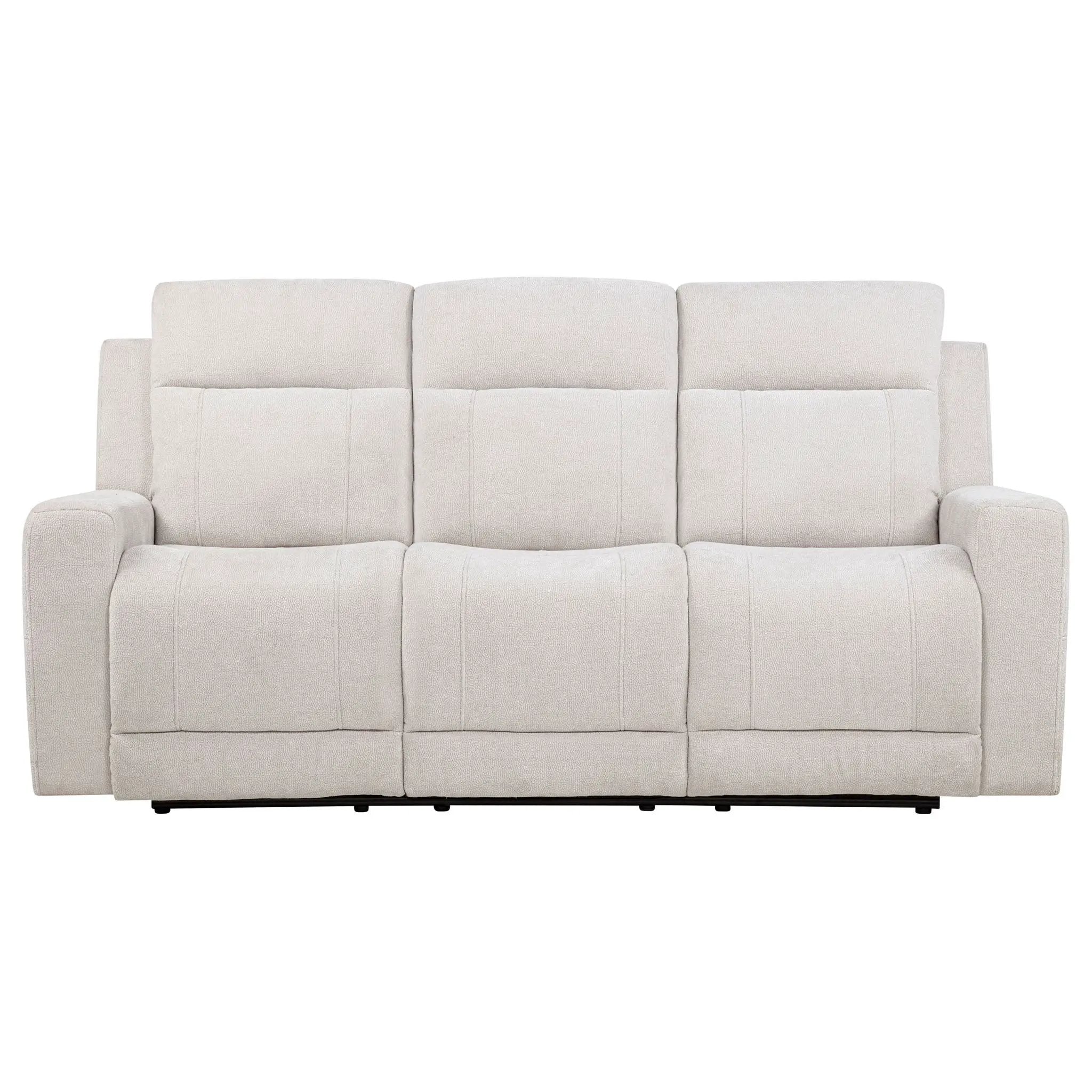 Kennett Chenille Upholstered Power Reclining Sofa Ivory by Unique Piece Furniture