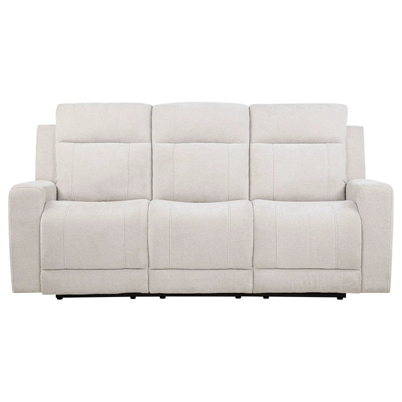 Kennett Chenille Upholstered Power Reclining Sofa Ivory by Unique Piece Furniture