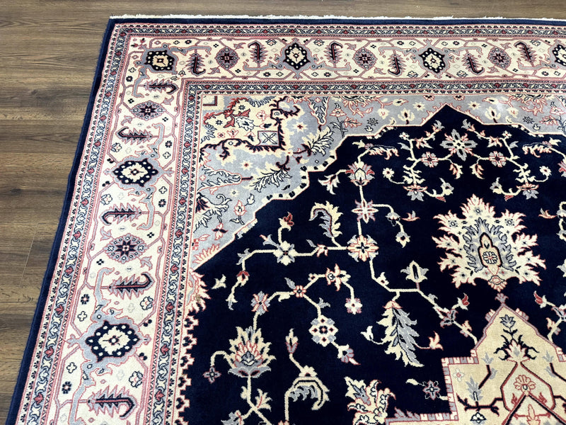 Karastan Rug 8x11 Navy Serapi, Kara Shah Rug, Navy Blue, Vintage Karastan Area Rug Wool Pile Karastan Rug by Jewel Rugs