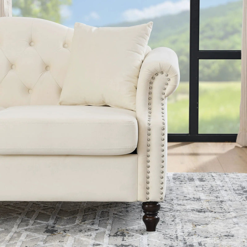 2 Seater Chesterfield Sofa With Rolled Arms And Nailhead Trim For Living Room by HouseOfZazla