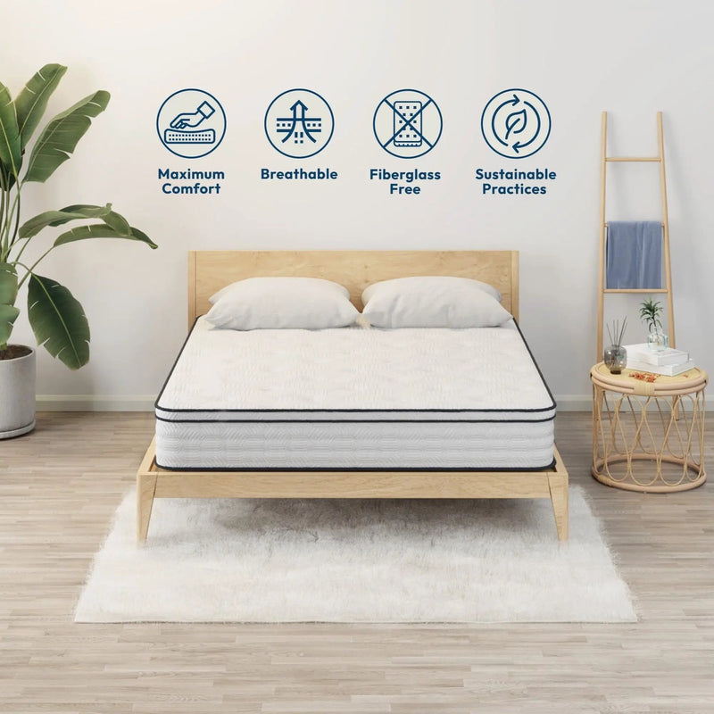 12'' Hybrid Mattress With Pocket Springs And Memory Foam, Medium Firm Support - White - Queen by HouseOfZazla