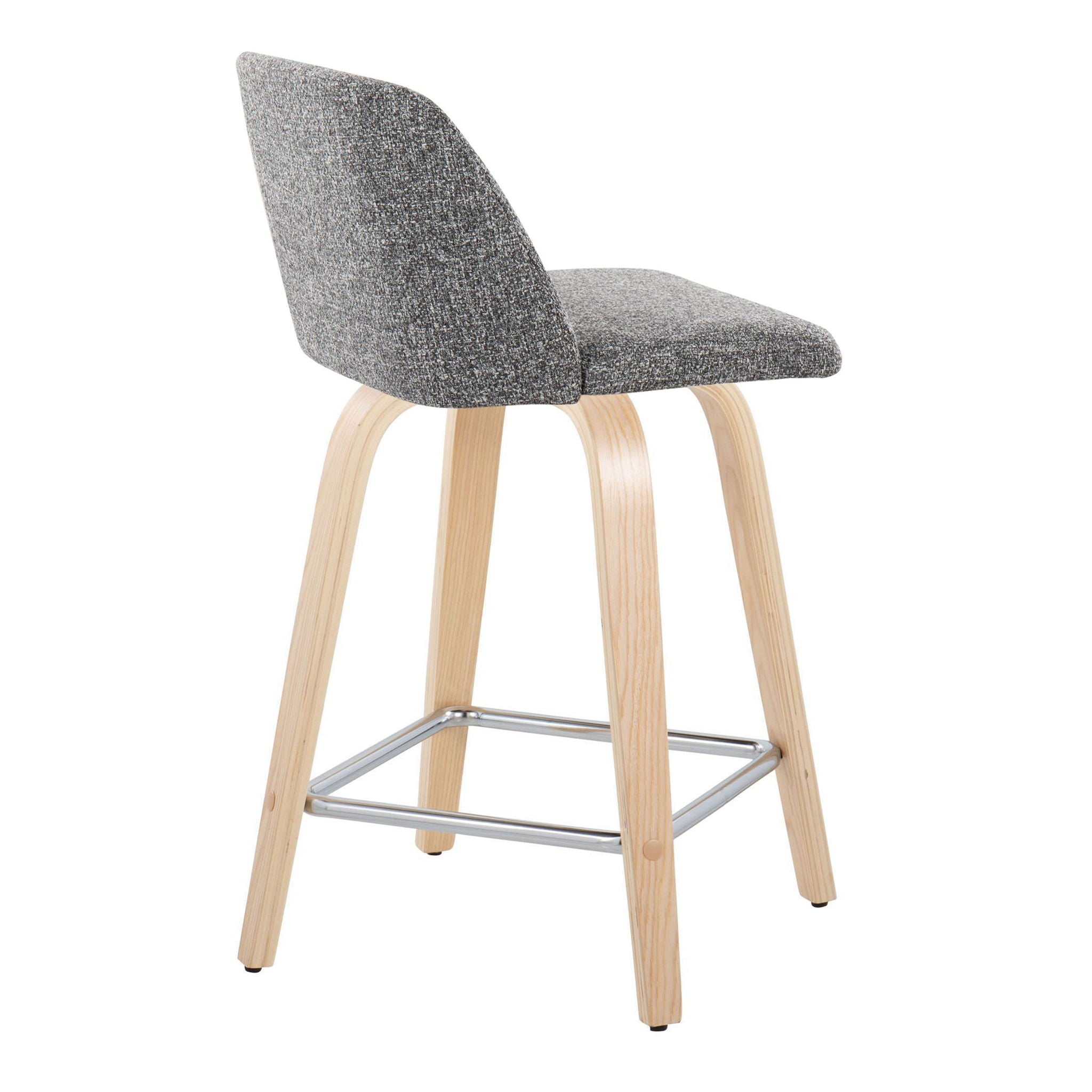 Toriano - Contemporary Fixed Height Counter Stool With Swivel With Square Footrest (Set of 2) by HouseOfZazla
