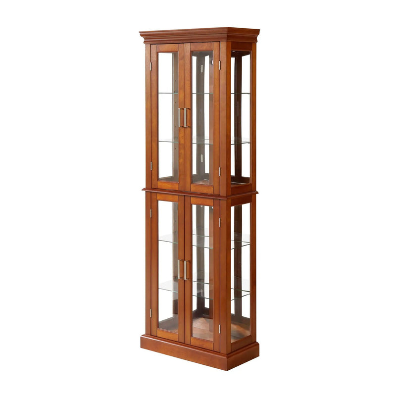 Curio Cabinet Lighted Curio Diapaly Cabinet With Adjustable Shelves And Mirrored Back Panel, Tempered Glass Doors (6 Tier), (E26 Light Bulb Not Included) by Unique Piece Furniture