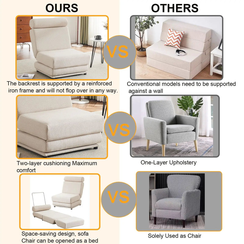 Foldable Single Chair Sofa Bed With Pillow, Easy To Store, Breathable And Wearable by HouseOfZazla