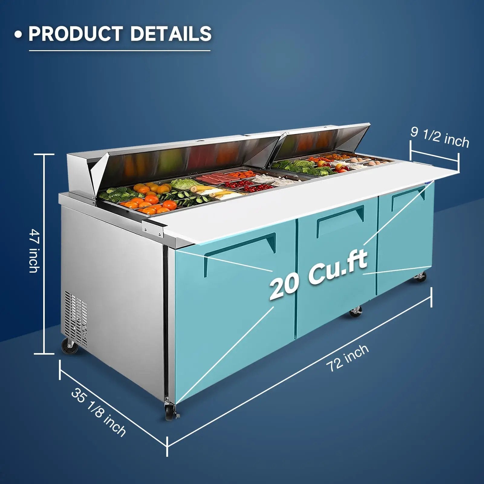 Orikool 72M IN Commercial Refrigerators Sandwich & Salad Prep Table by HouseOfZazla