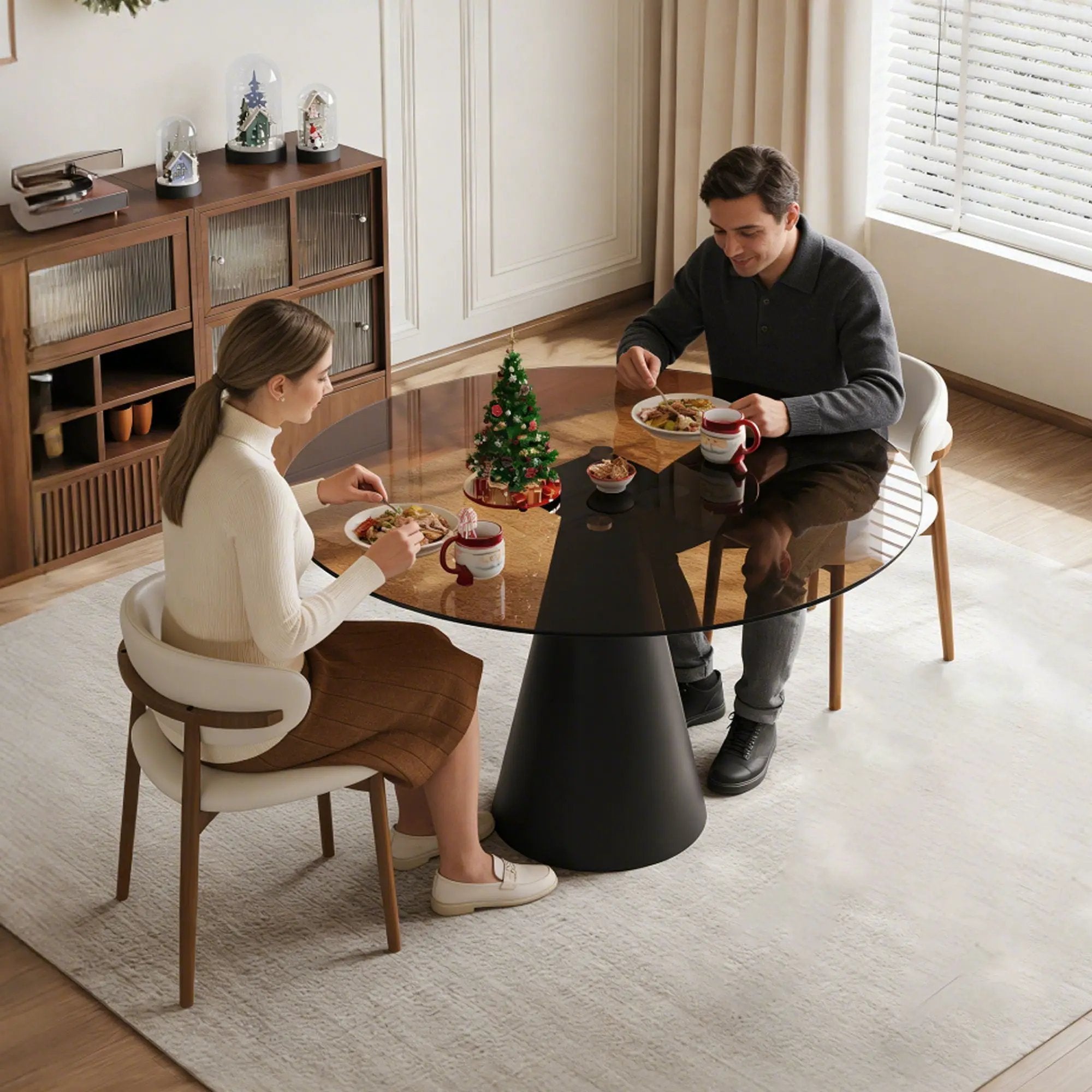 Round Glass Dining Table With Chairs by HouseOfZazla