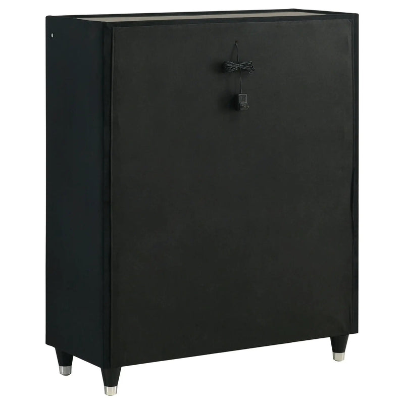 Ravenne 5-drawer Velvet Upholstered LED Chest of Drawers Black by Unique Piece Furniture