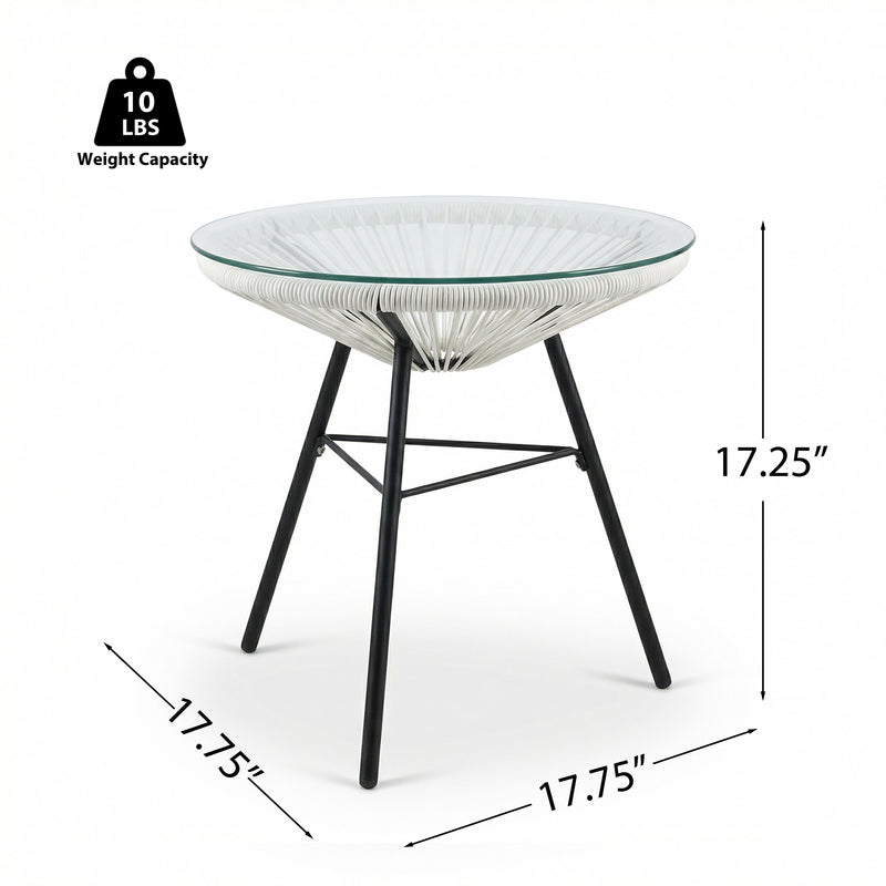 Nusa Outdoor Synthetic Wicker Glass-Top Side Table by HouseOfZazla