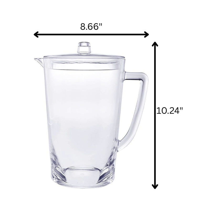 Halo - Oval Design Unbreakable Plastic Water Pitcher With Lid Acrylic, 2.75 Quarts - Clear by HouseOfZazla