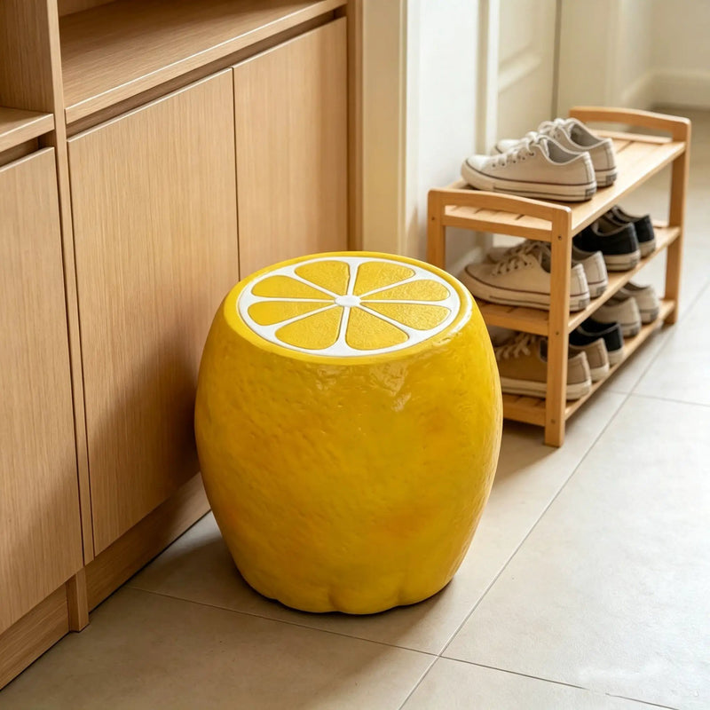 Yellow Lemon Fruit Stool by HouseOfZazla