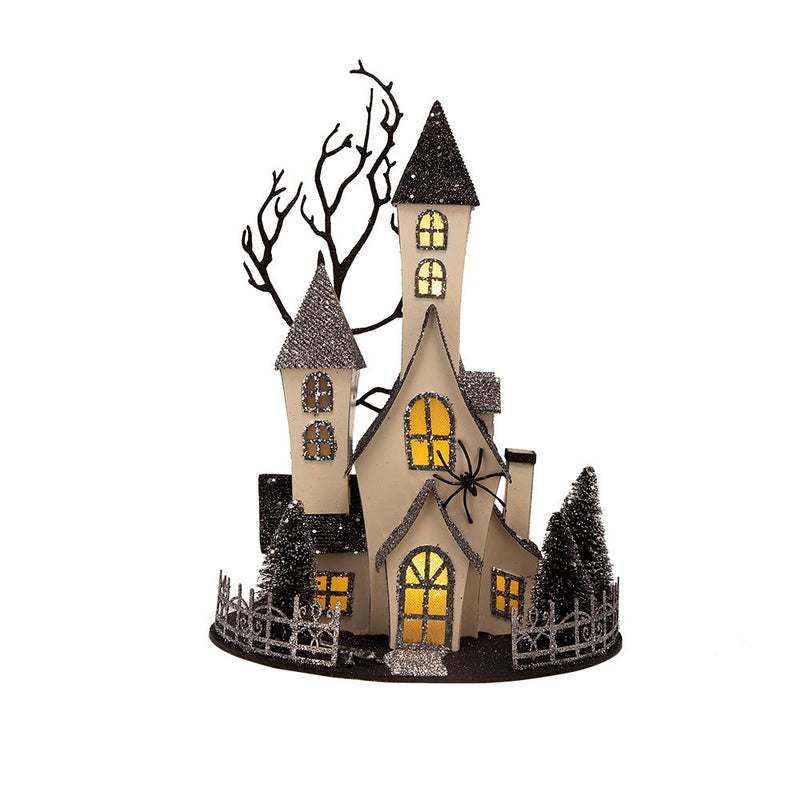 Cardboard Lighted Haunted House with Lights - Beige / Black, photo 7 of 9