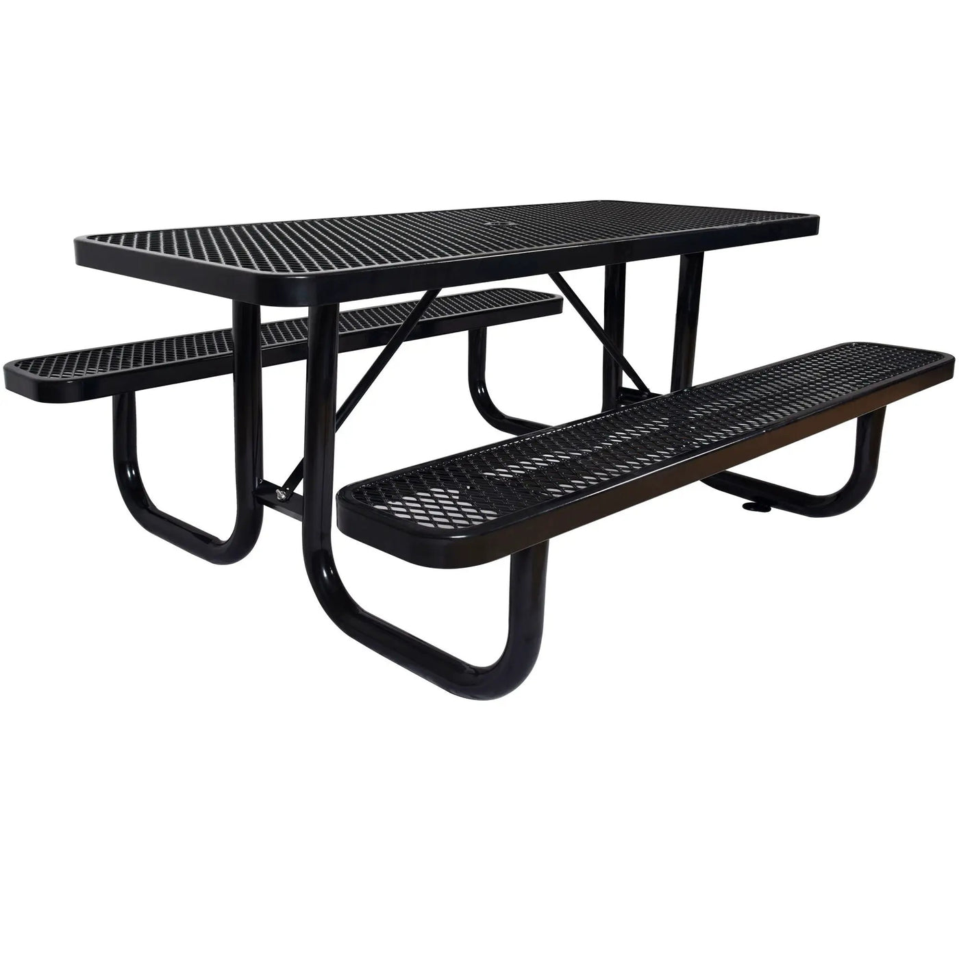 Rectangular Outdoor Steel Picnic Table With Umbrella Pole by Unique Piece Furniture