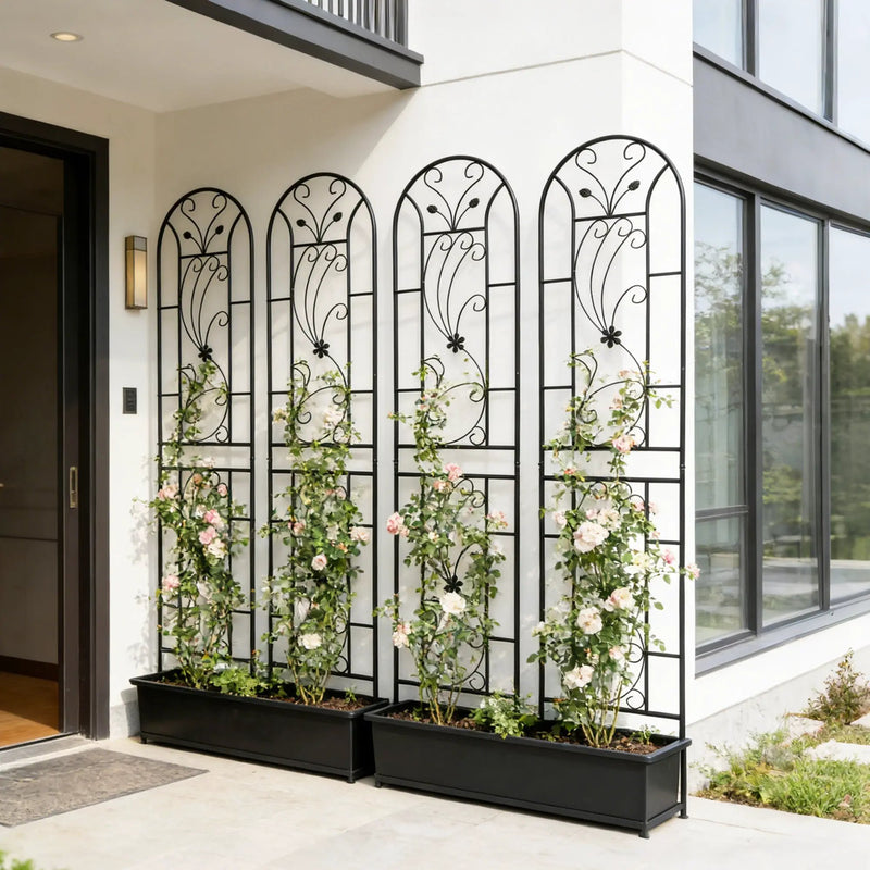 4 Pack Metal Garden Trellis 86.7'' x 19.7'' Rustproof Black by HouseOfZazla