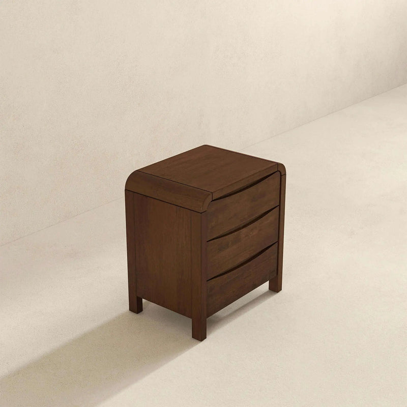 Lionel - Nightstand 3 Drawer Bed Side Table - Brown by HouseOfZazla
