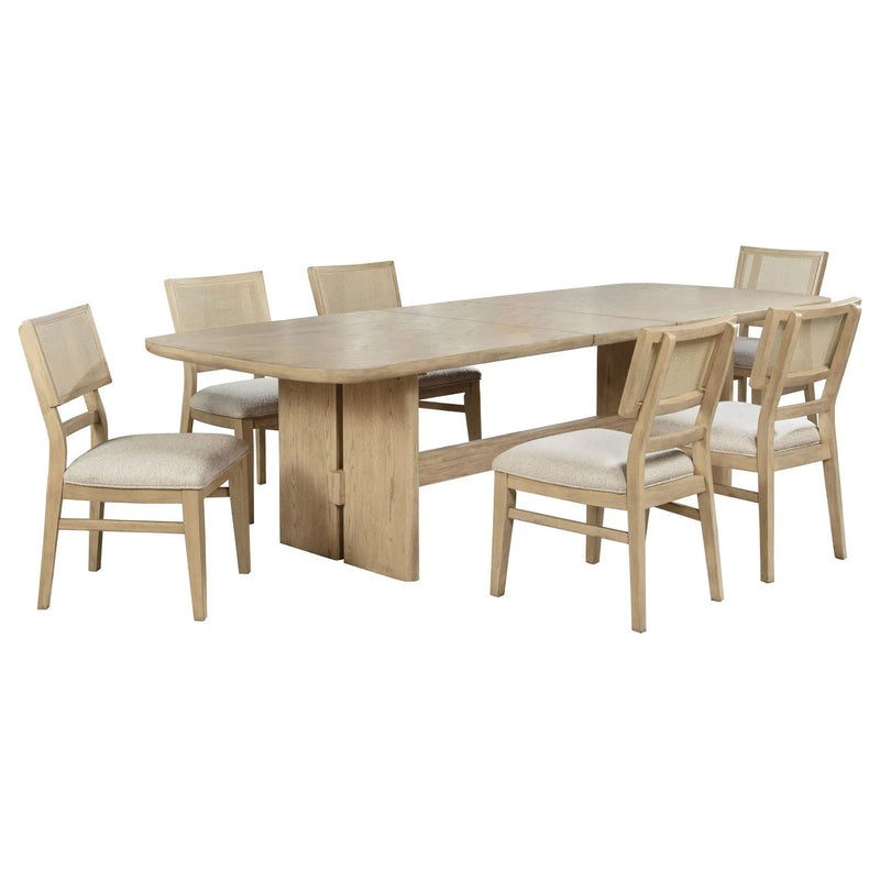 7 Piece Rectangular Dining Table Set With Chair - Oak by HouseOfZazla