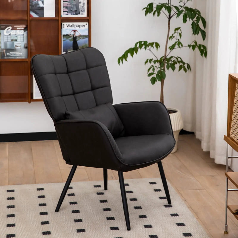 Modern Accent Arm Chair High Back With Metal Legs And Soft Padded by Unique Piece Furniture