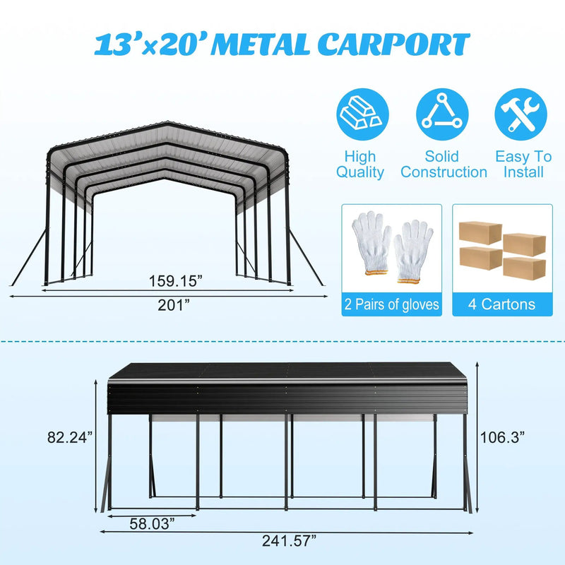 13x20 FT Metal Carport with Upgraded Frame by HouseOfZazla