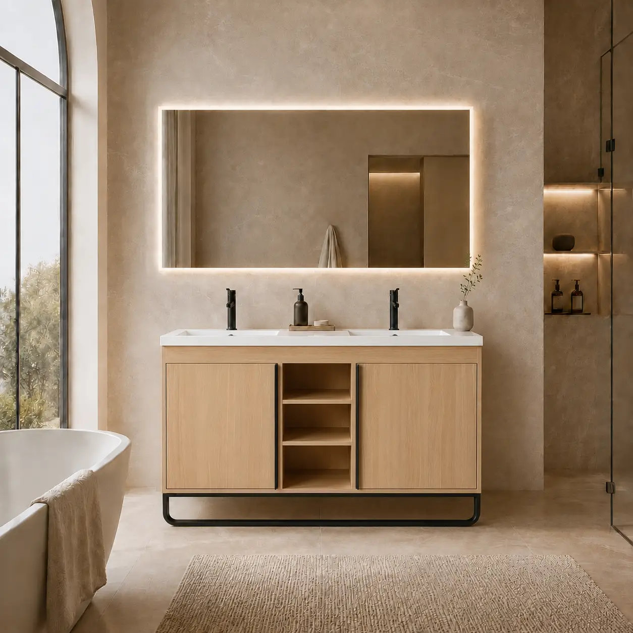 48" Freestanding Bathroom Vanity With Resin Double Sink by HouseOfZazla