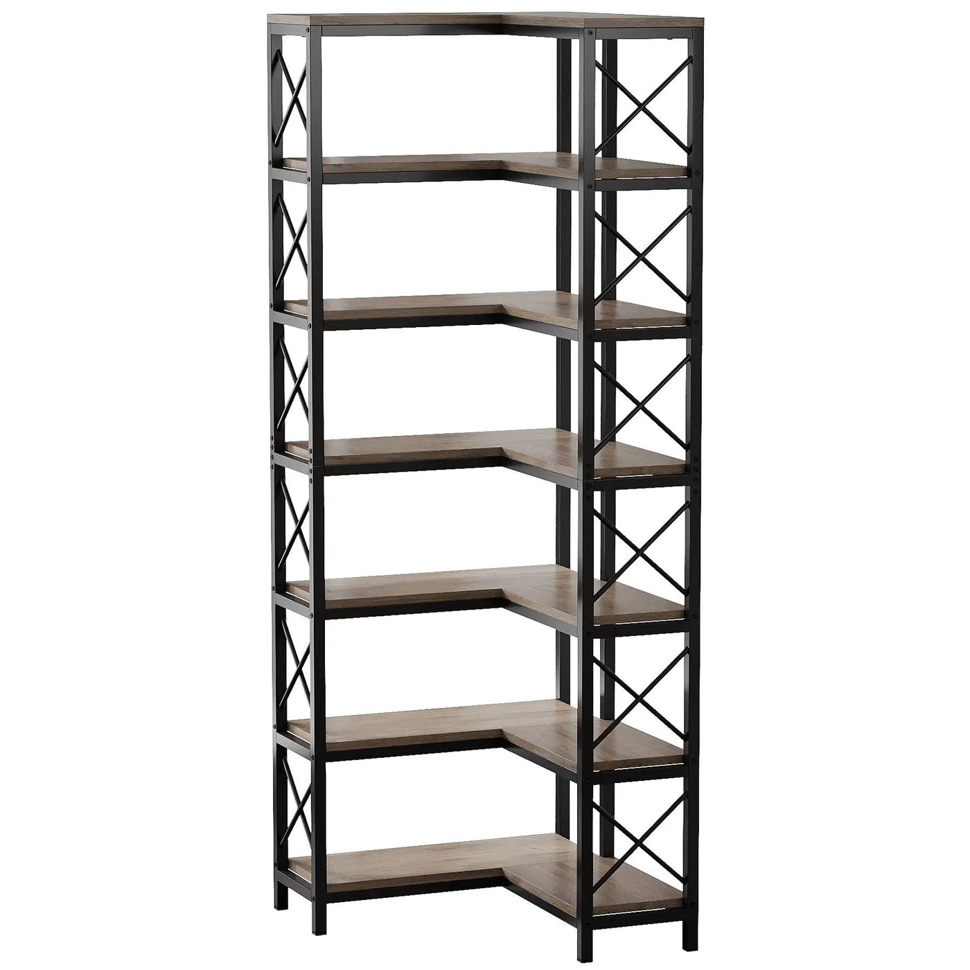 7 Tier Corner Bookshelf, Storage Unit For Living Room by HouseOfZazla