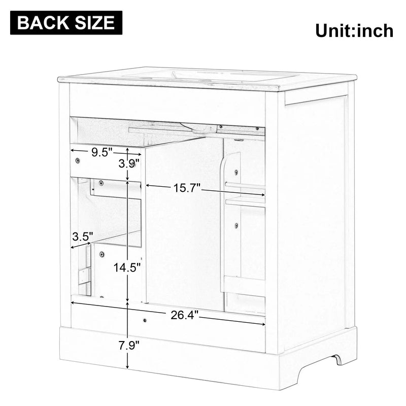 Bathroom Vanity With Sink Top, Cabinet With Door And 2 Drawers - White by Unique Piece Furniture