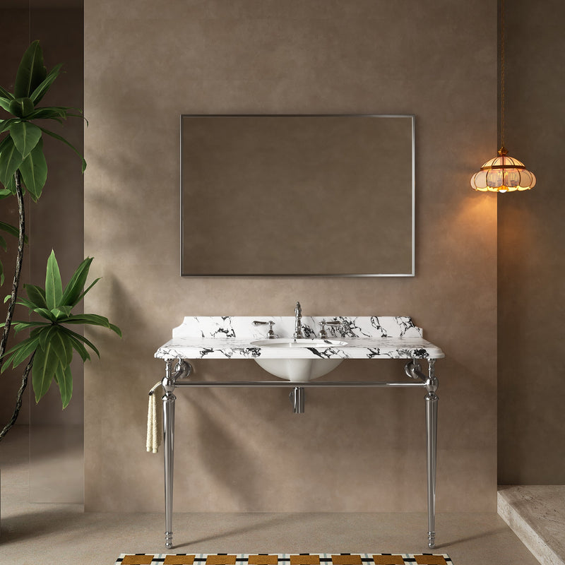 VICI 48" Bathroom Console Sink, Undermount Ceramic Vanity Basin & Panda by HouseOfZazla