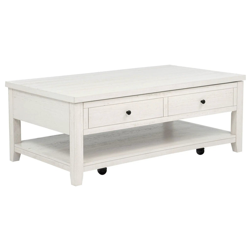 Payne 48-inch Mobile Lift Top Coffee Table Distressed White by Unique Piece Furniture