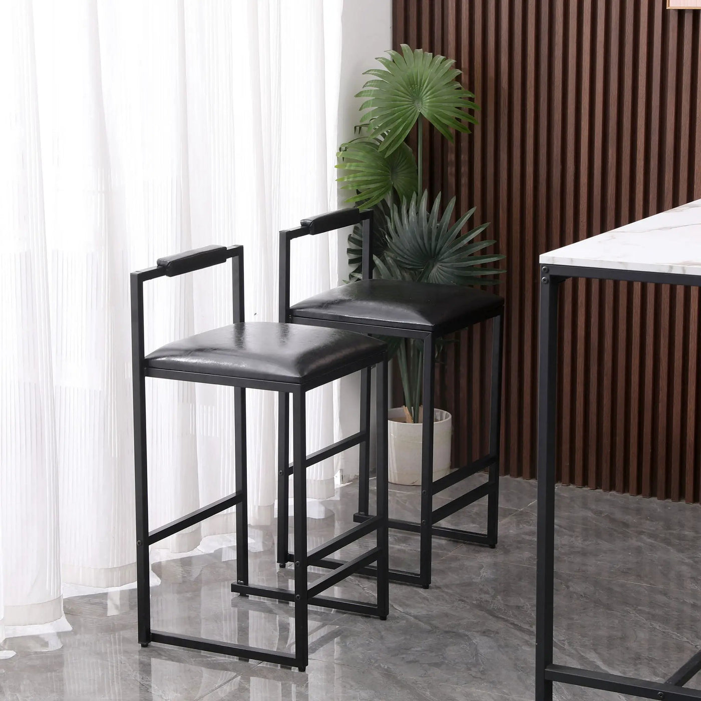 Elegant Bar Stool Set With Backrest And Footrest, Counter Height (Set of 2) by HouseOfZazla