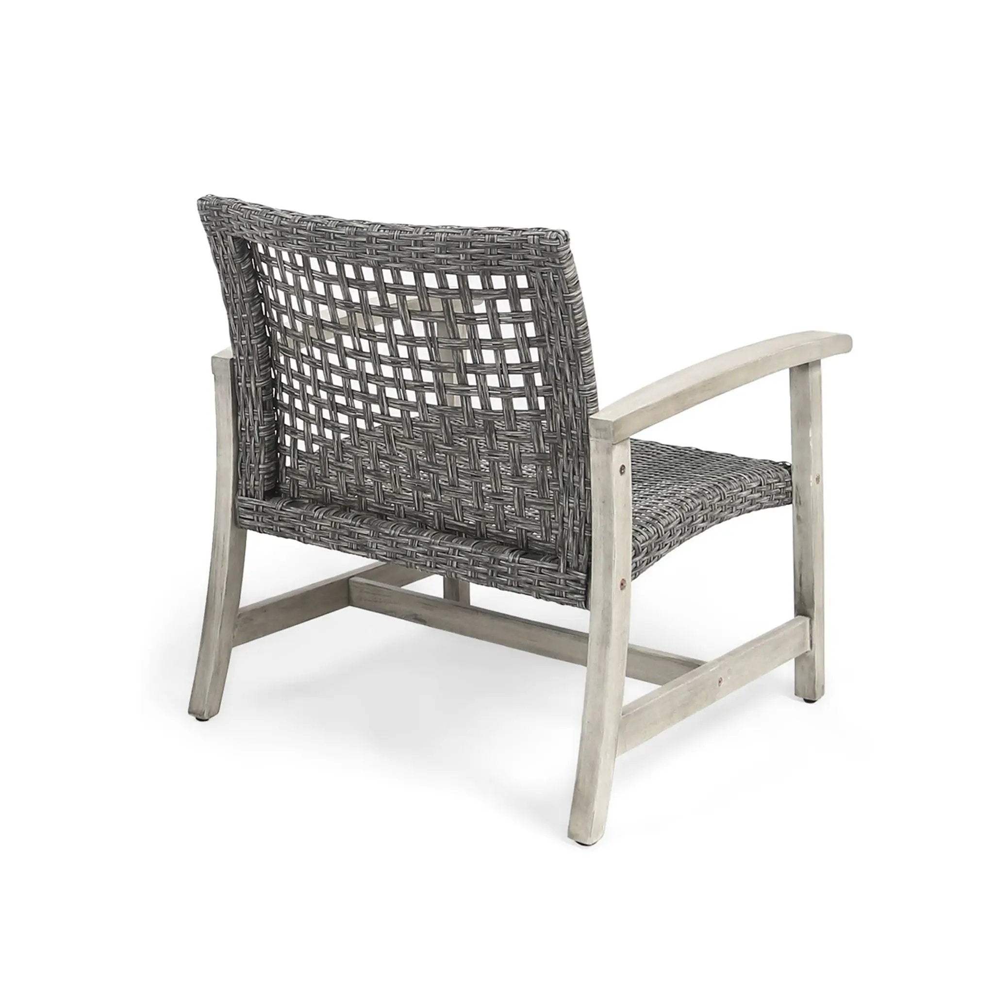 Outdoor Club Chair With Rattan Cover And Acacia Wood Frame - Gray by HouseOfZazla