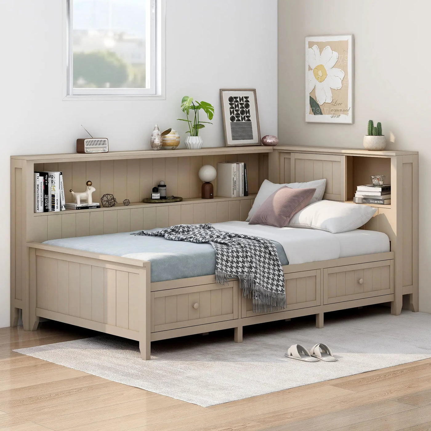 Daybed With Storage Shelves And 3 Drawers by HouseOfZazla