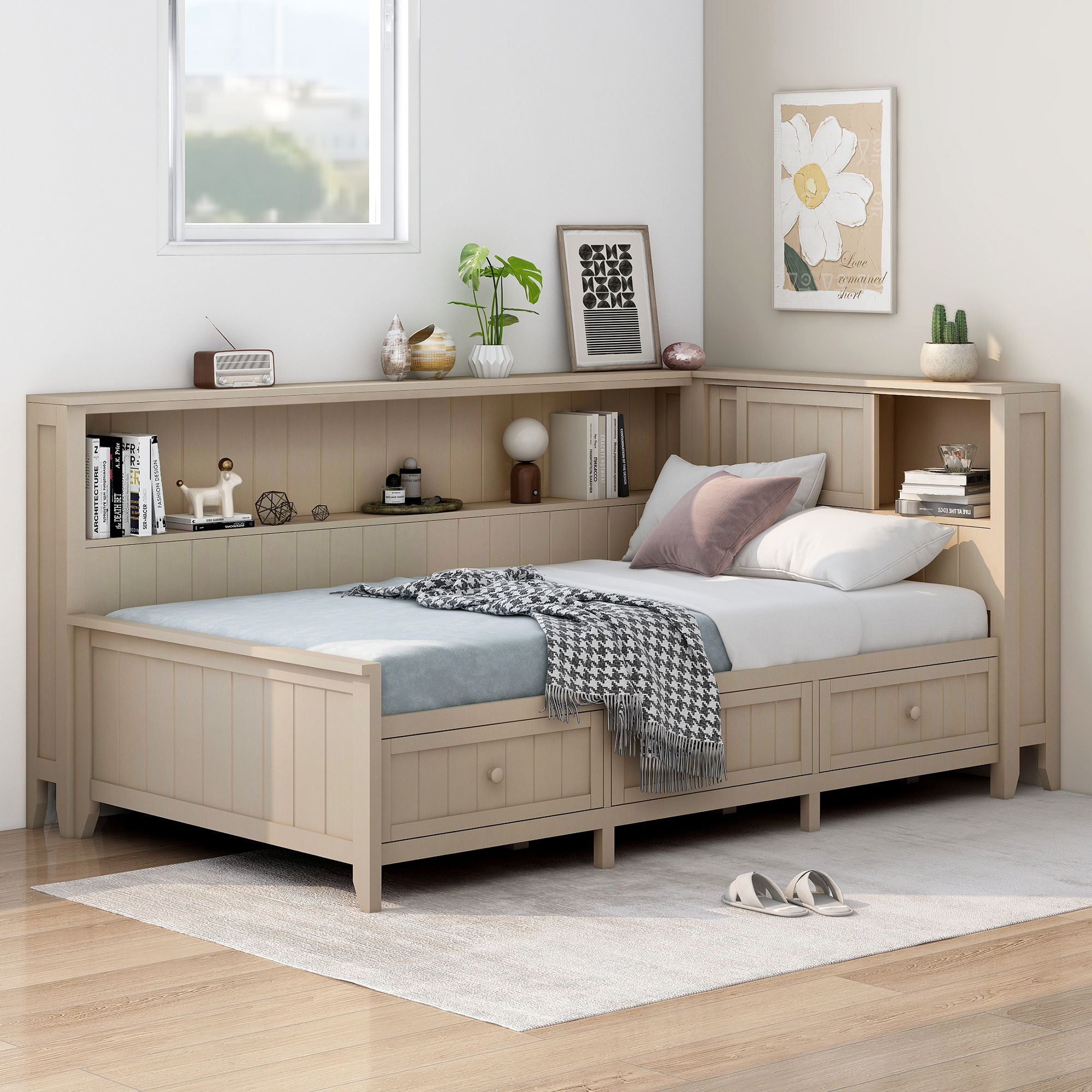 Daybed With Storage Shelves And 3 Drawers by Unique Piece Furniture