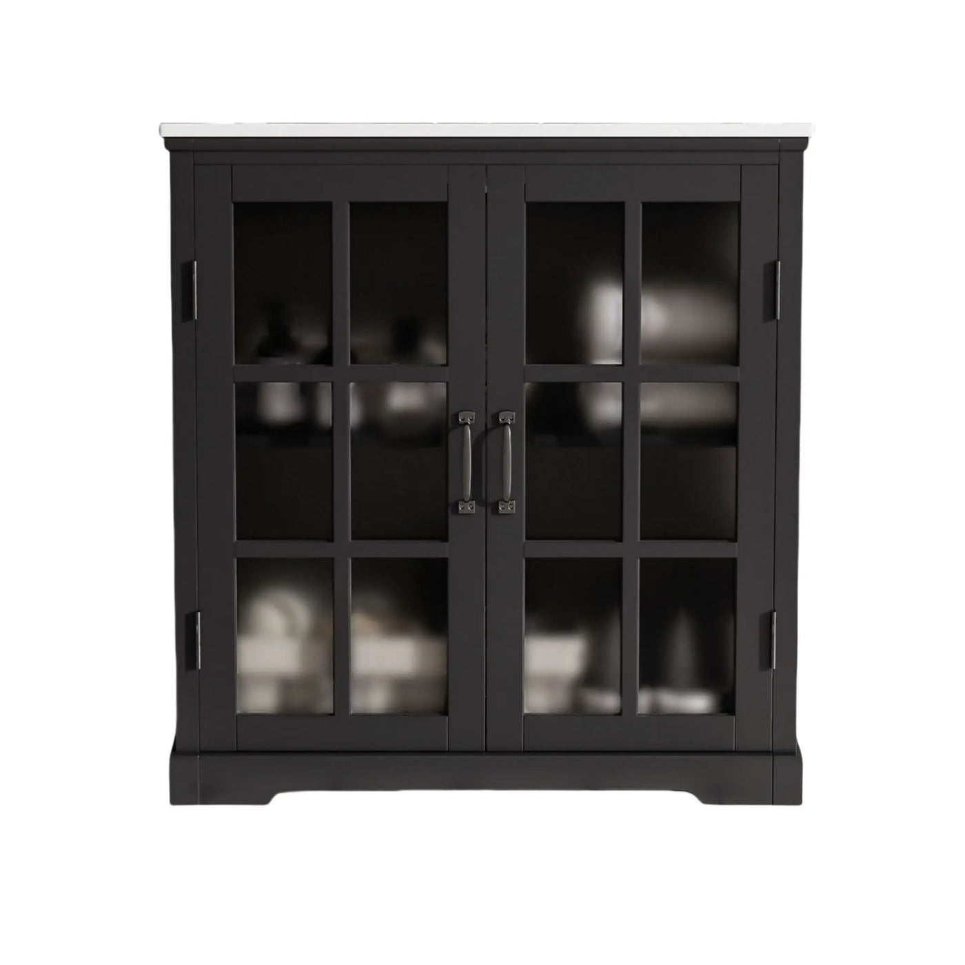 Modern Bathroom Vanity With Ceramic Sink, Tempered Blurred Glass Doors by HouseOfZazla
