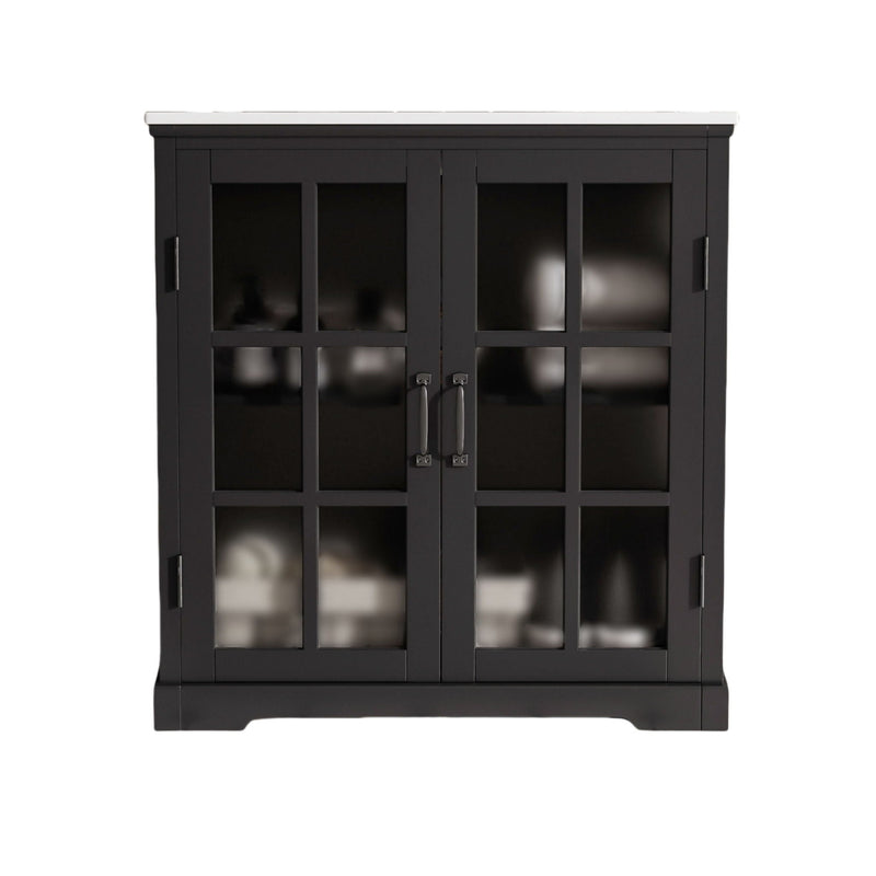 Modern Bathroom Vanity With Ceramic Sink, Tempered Blurred Glass Doors by HouseOfZazla