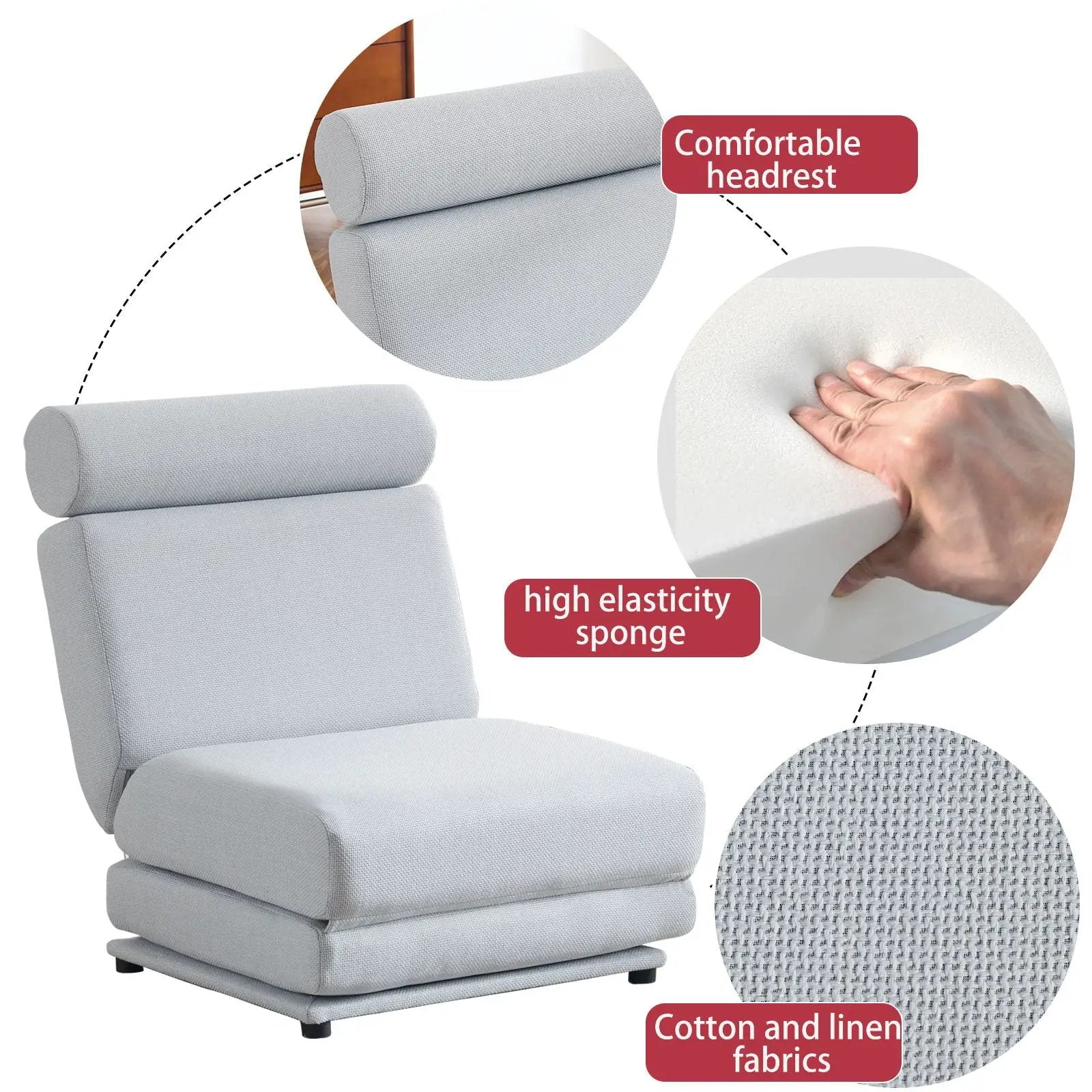 Foldable Single Chair Sofa Bed With Pillow, Easy To Store, Breathable And Wearable by HouseOfZazla