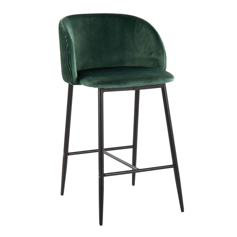 Fran - Pleated Waves Contemporary Fixed Height Counter Stool (Set of 2) by HouseOfZazla