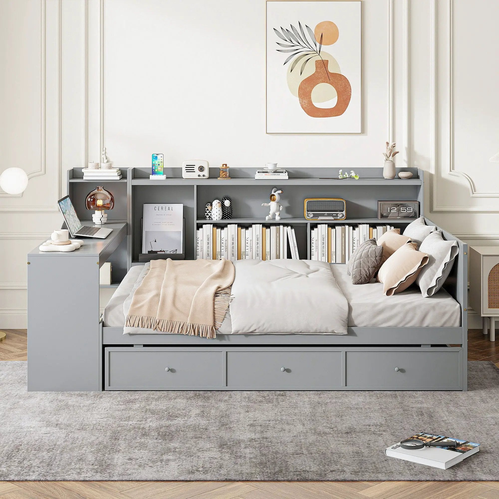 Daybed With 3 Drawers USB Ports And Desk by HouseOfZazla
